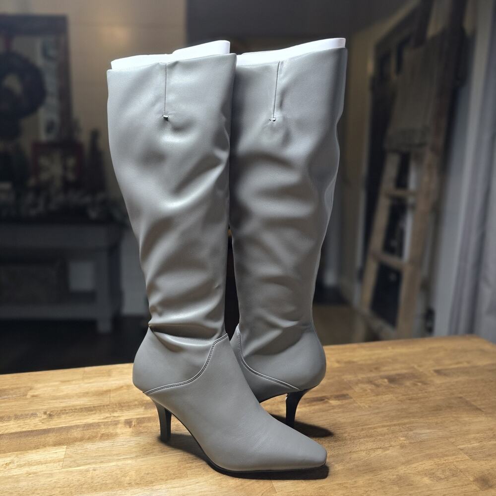 Franco Sarto Lyla Wide Calf Knee High Boots Womens 5.5 Gray Zip NWT